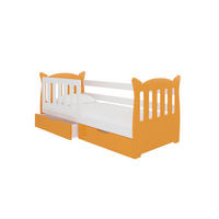 KINDERBETT Lena Kiefer weiß / orange 91 / 165 / 75cm - Orange/Weiß, Holz/Holzwerkstoff (80/160cm) - Feldmann-Wohnen