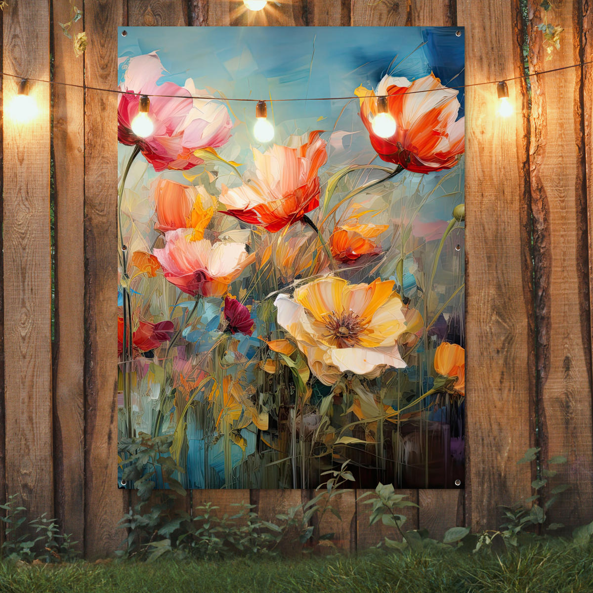 ZAHRADNÍ PLAKÁT Květiny - Akvarel - Umění - Botanické - Příroda 120x160 cm - pomerančová, plast (120/160/0.2cm) - OnlyWow