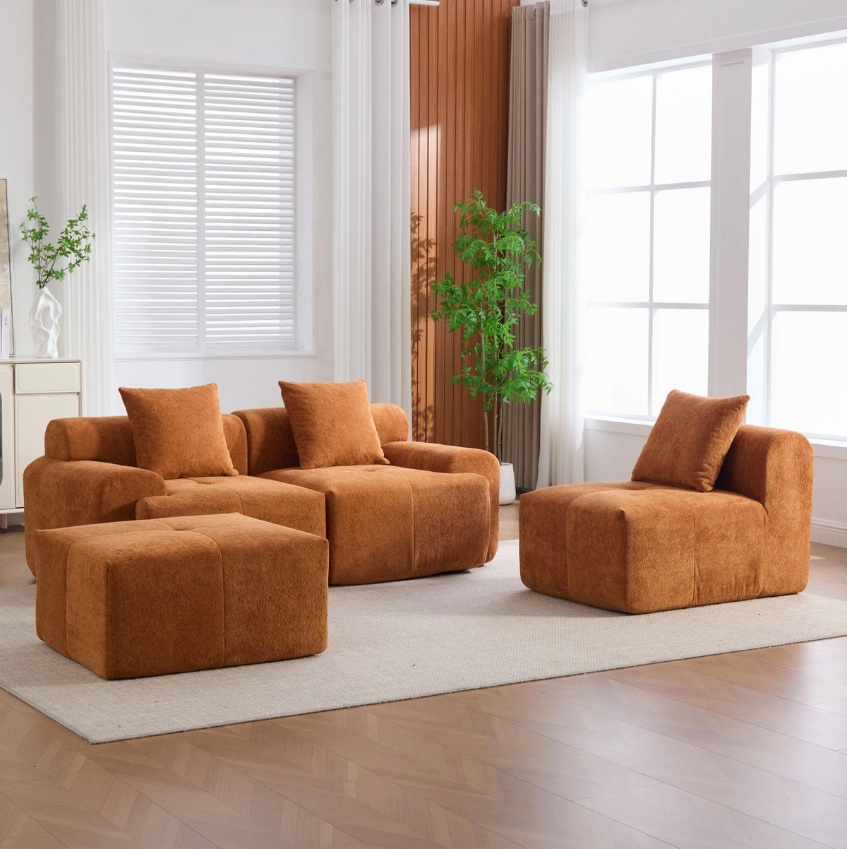 ECKSOFA 97/100/68 cm Orange aus Kordstoff mit Memory-Schaum - Orange, Textil (100/97cm) - OKMYHOME