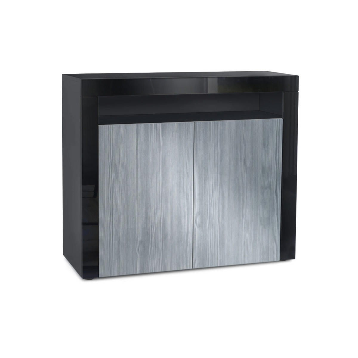KOMMODE Valencia Avola-Anthrazit / Schwarz Hochglanz - Anthrazit, Holzwerkstoff (108/92/40cm) - Vladon