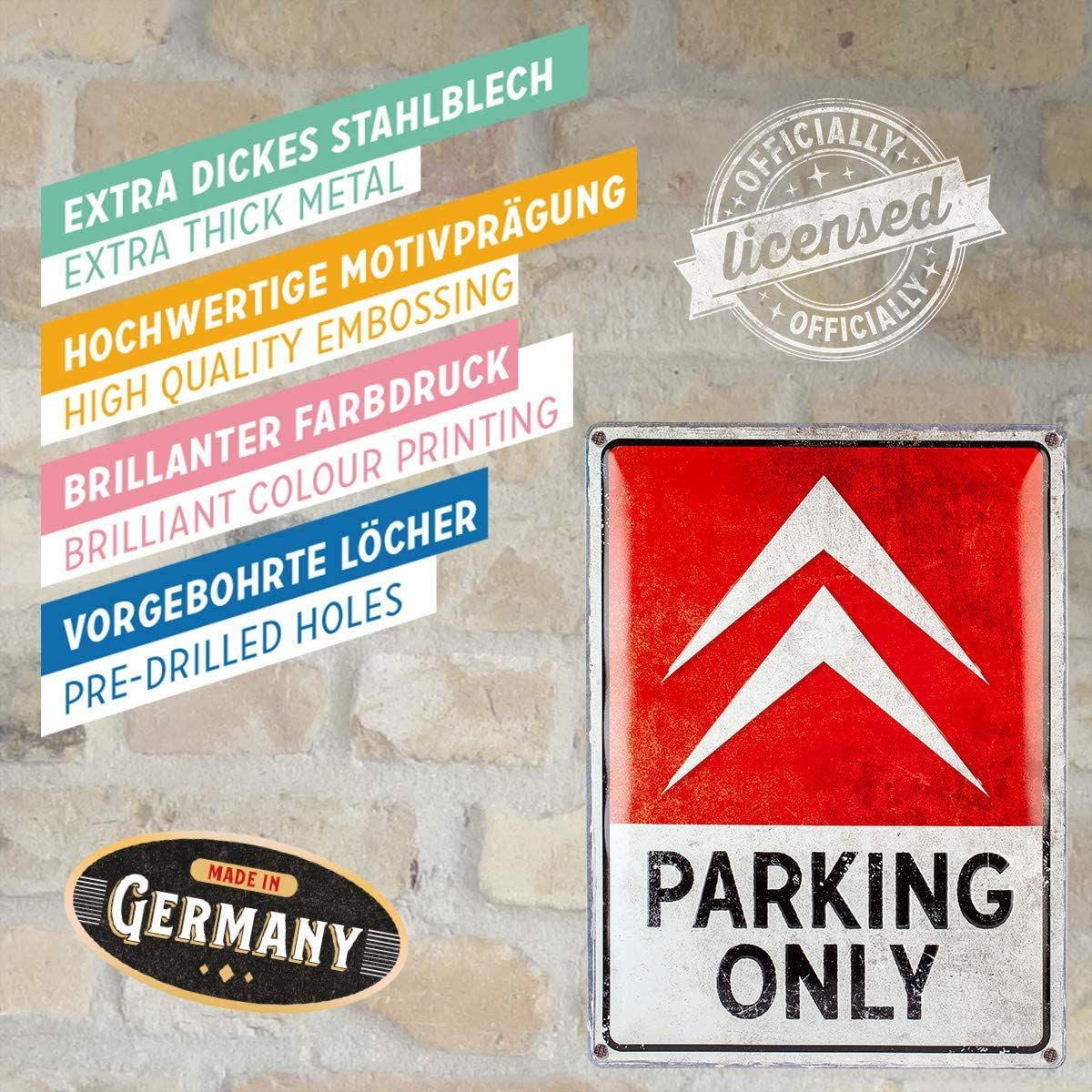 BLECHSCHILD 30/40 cm Citroen Parking Only - Multicolor, Metall (30/40/0.2cm) - Nostalgic-Art