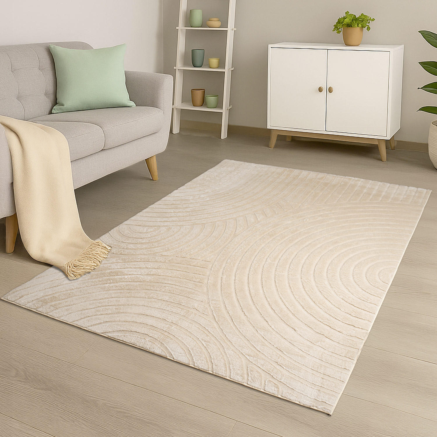 KURZFLOR-TEPPICH Waves 501 Beige 120x170 cm - Beige, Textil (120/170cm) - carpet city