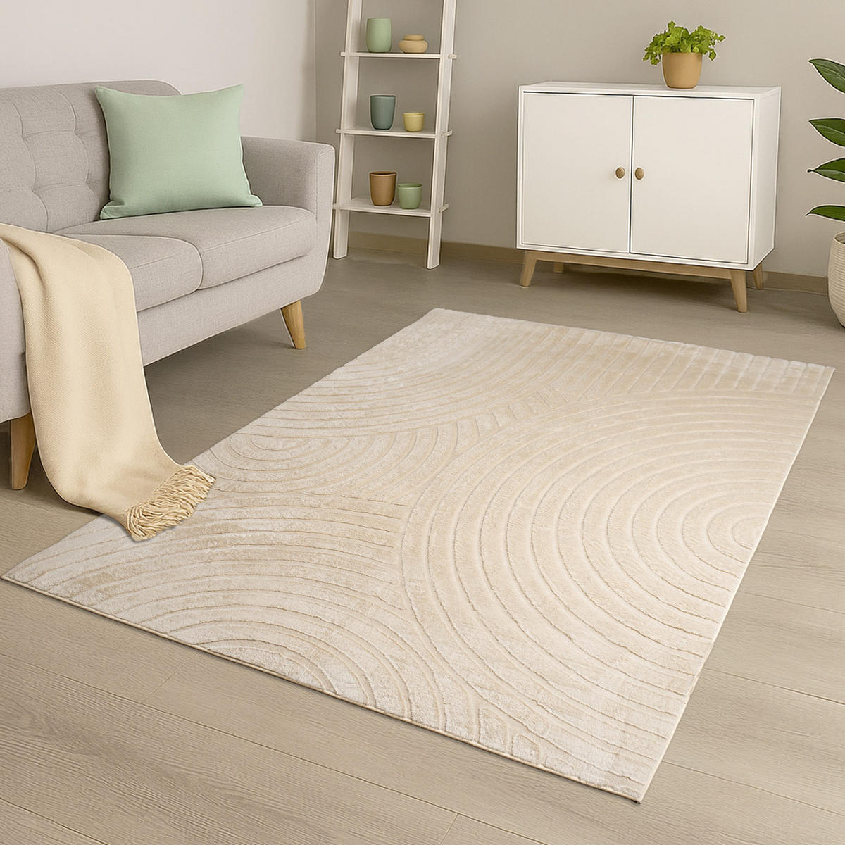 KURZFLOR-TEPPICH Waves 501 Beige 120x170 cm - Beige, Textil (120/170cm) - carpet city