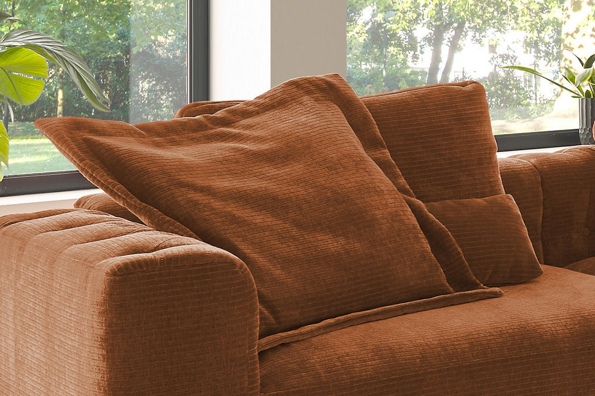 FLATTERKISSEN GROSS SEPHI Cord - Rotbraun, Textil (95/95cm) - KAWOLA