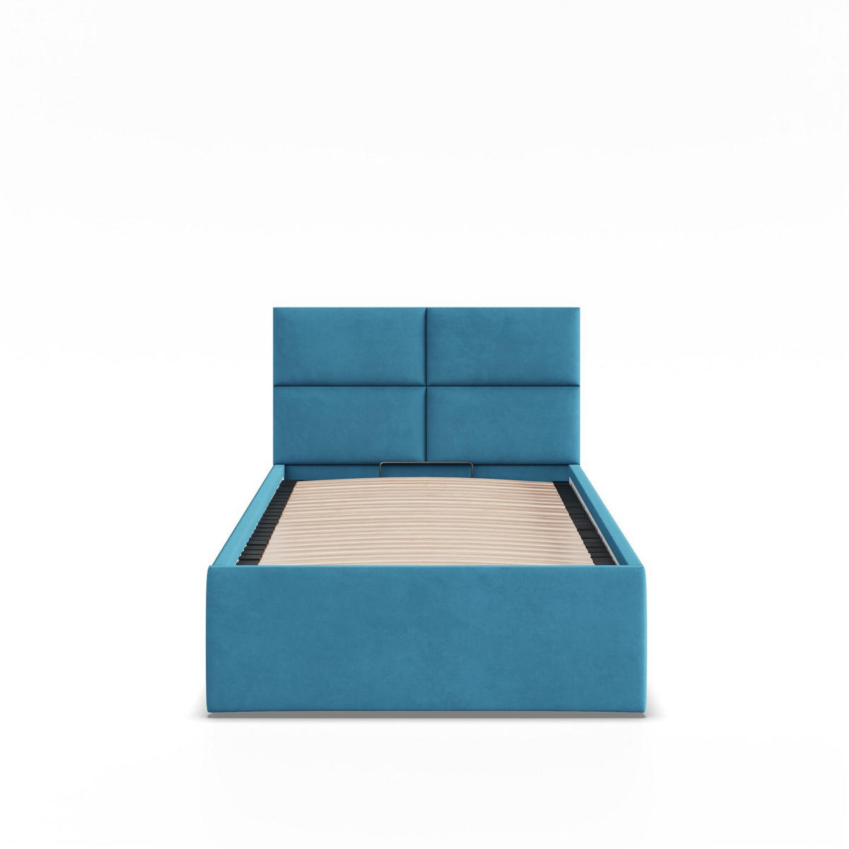 POLSTERBETT MIT KOPFTEIL 90x200 mit Bettkasten BORGO, Blau - Blau, Textil (90/200cm) - Mebligo