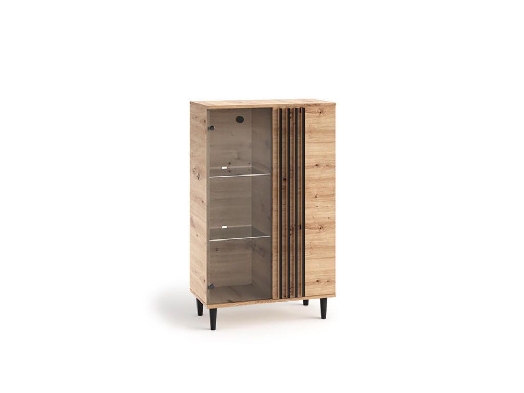 Margaret Hadas24 Vitrine Eiche Artisan, Schwarz 80x135x40 cm