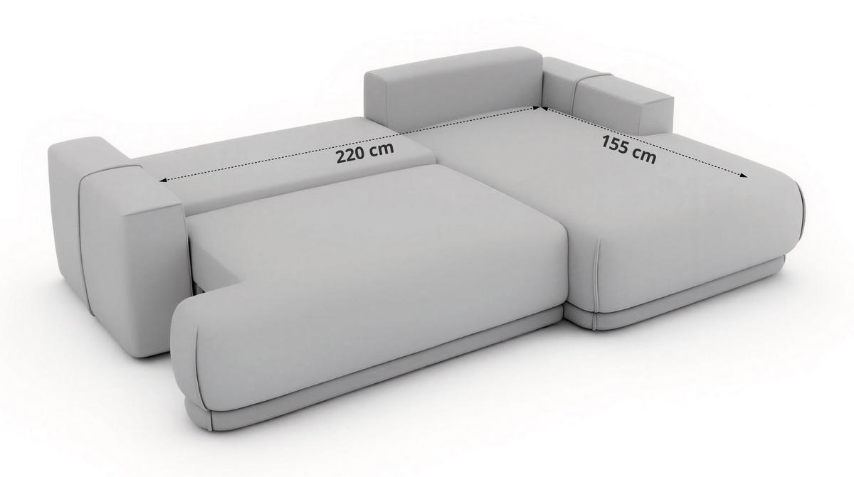 ECKSCHLAFSOFA RINA L Dunkelgrau Velvet - links - Dunkelgrau/Schwarz, Kunststoff/Textil (266/172cm) - MKS