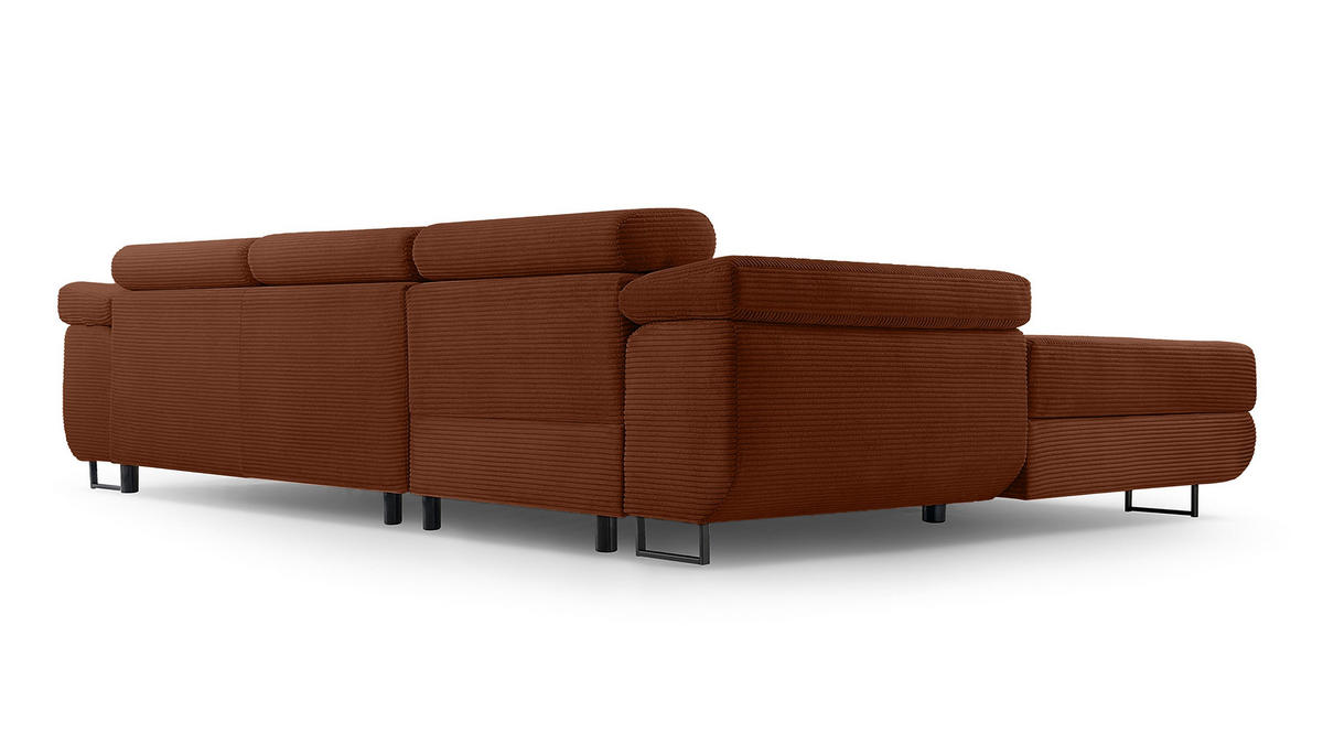 ECKSOFA L Form Arborio Ziegelrot 280/203/90 cm Links mit Schlaffunktion - Schwarz/Orange, Textil/Metall (203/280cm) - AX Living