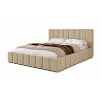 POLSTERBETT 180x200 cm, Alma, Doppelbett mit Bettkasten, Lattenrost aus Holz, Velourstoff, Creme - Creme, Holz/Kunststoff (180/200cm) - Marpur