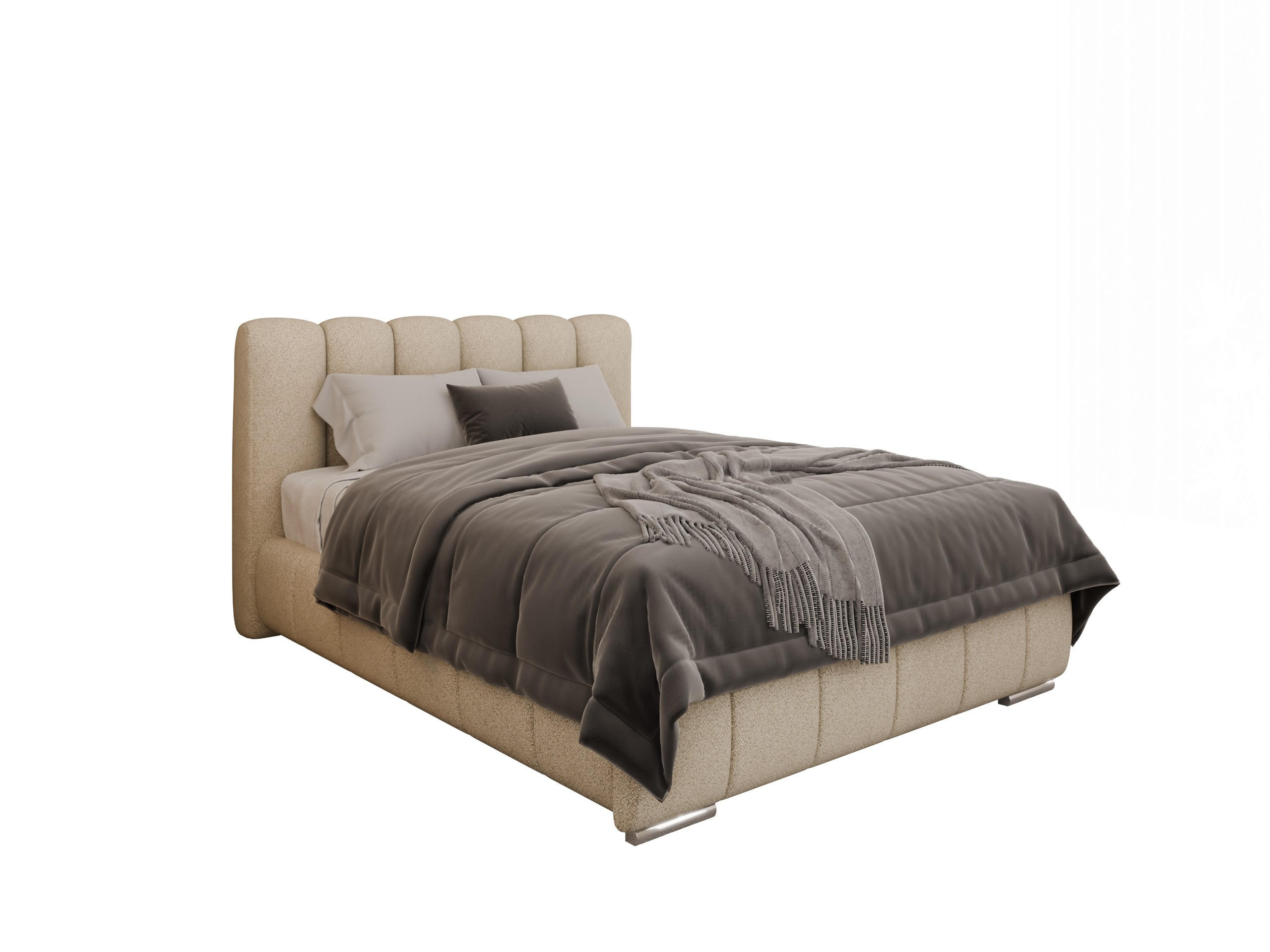 POLSTERBETT Zaira 140x200cm – Elegantes Polsterbett für modernen Wohnstil , ohne matratze, beige - Beige, Holz (140/200cm) - Panda Möbel