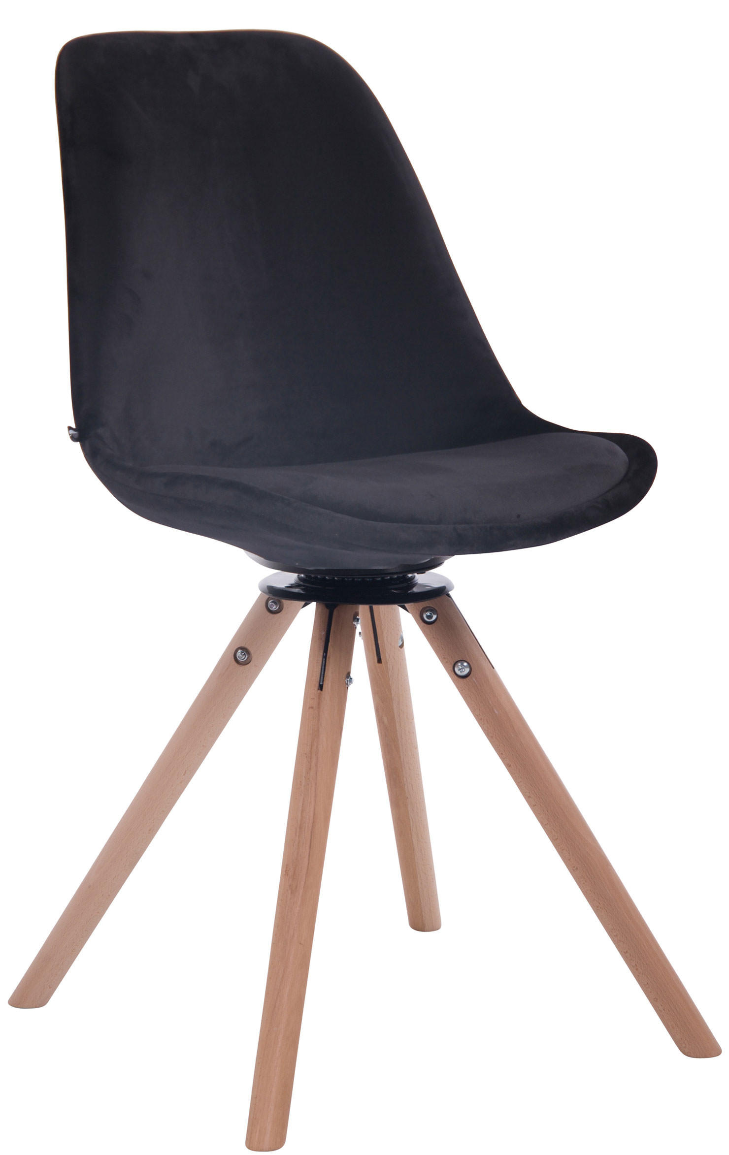 ESSZIMMERSTUHL Troll Samt, Gestell Buchenholz Rund Natura Schwarz - Schwarz/Naturfarben, Holz/Buchenholz (48/84/56cm) - TPFLiving