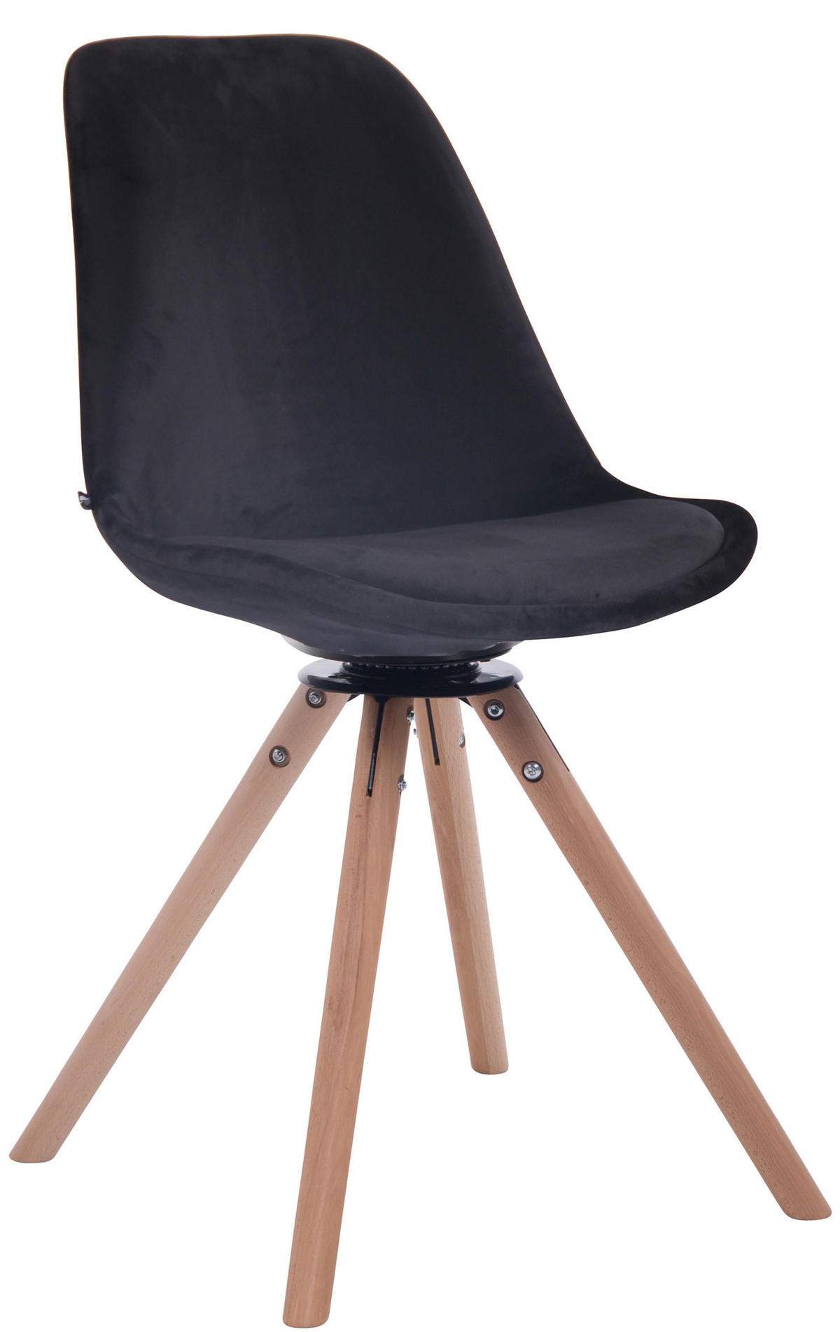 ESSZIMMERSTUHL Troll Samt, Gestell Buchenholz Rund Natura Schwarz - Schwarz/Naturfarben, Holz/Buchenholz (48/84/56cm) - TPFLiving