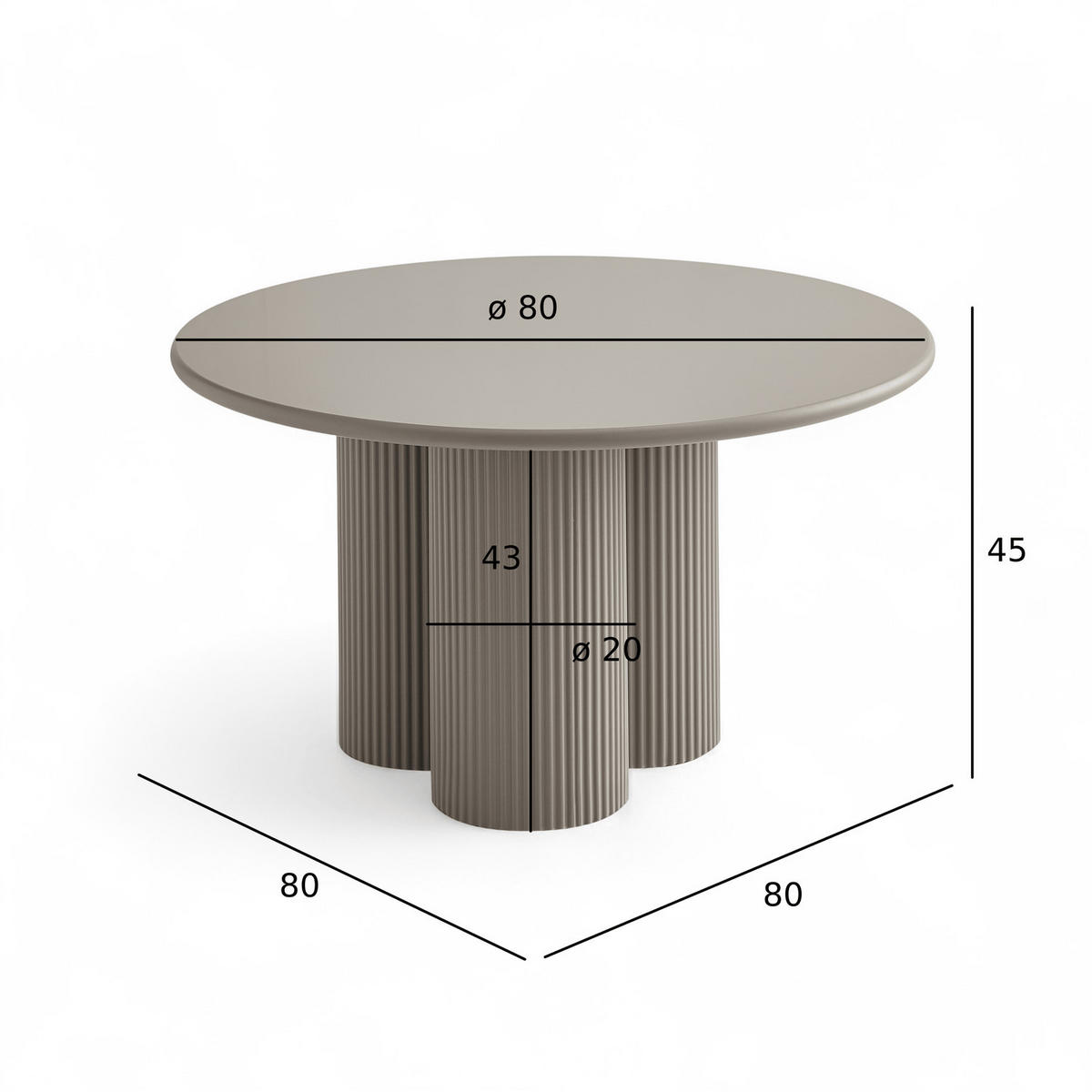 COUCHTISCH rund Beige 80/80/45 cm - Taupe/Graubraun, Holzwerkstoff (80/80/45cm) - Furnhouse