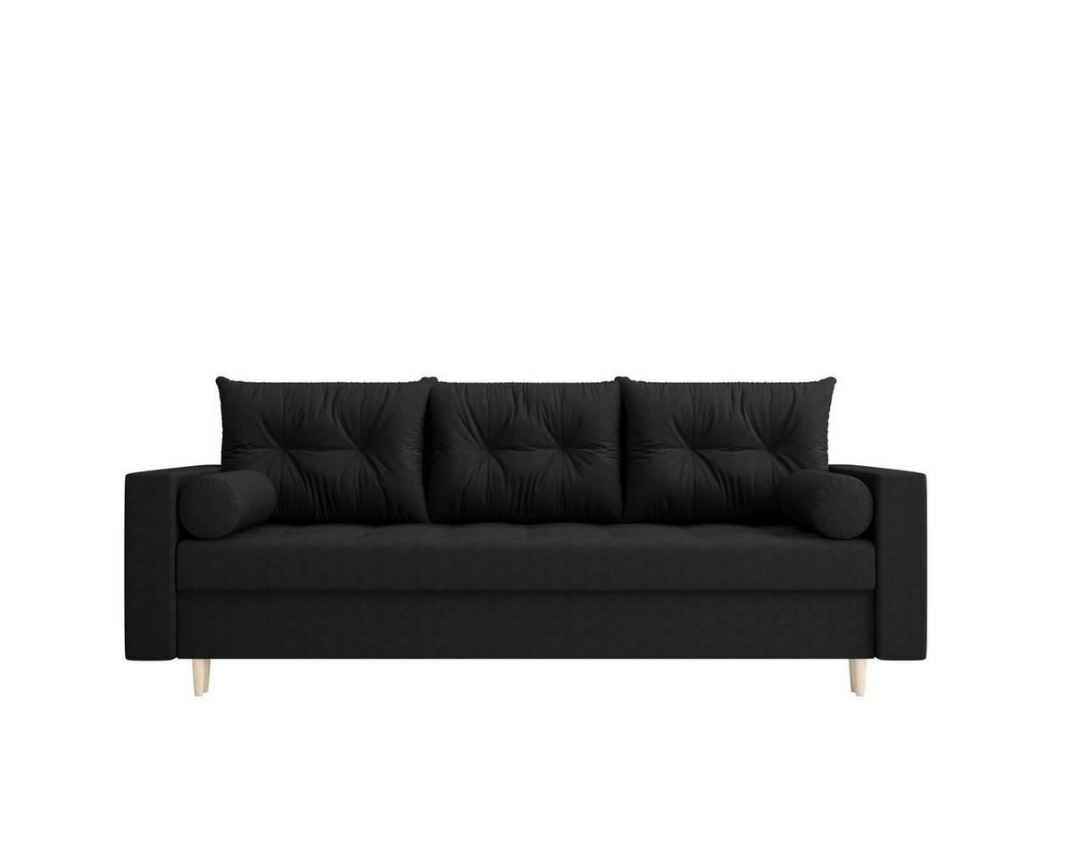 SOFA SKANDI mit Schlaffunktion COSMIC 100 mit Stauraum - Schwarz, Textil (90/88/232cm) - Bedante