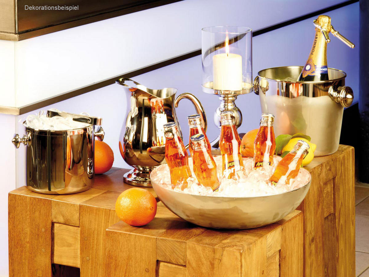 WEIN-/SEKT Flaschenkühler Hochglanz poliert (H) 19,5 x (Ø) 20 cm - Silberfarben, Paraffin (20/19.5cm) - Hermann Bauer jun. Kollektion GmbH