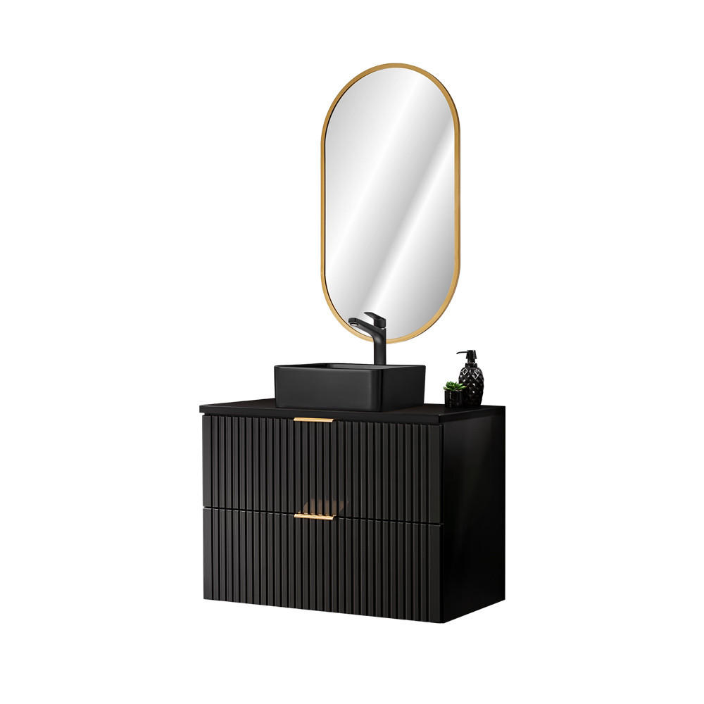 Lomado Badmöbel-Set Schwarz 81x200x47 cm