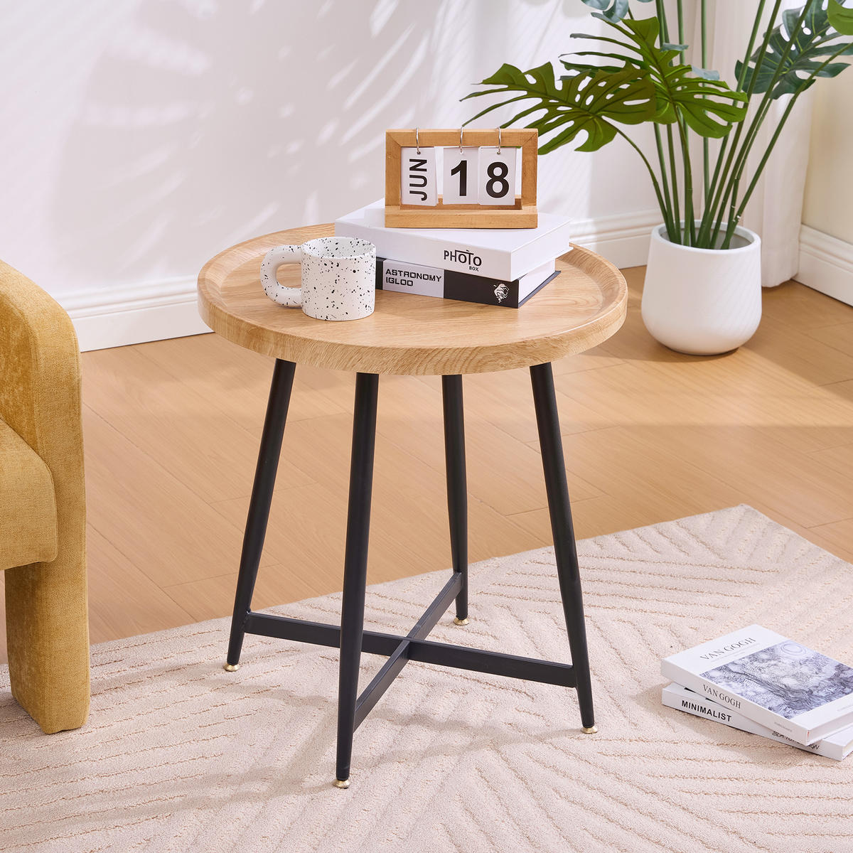 BEISTELLTISCH Oak-coloured Schwarz - Eichefarben, Holzwerkstoff (55/55/60cm) - ComfortXL