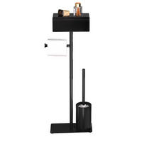 TOILETTENBÜRSTENHALTER – 2-in-1 (Schwarz) 24 x 12 x 69 cm - Schwarz, Metall (12/69/24cm)