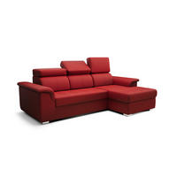 ECKSOFA KONGO RBN06, Eckcouch in L-Form mit Schlaffunktion, Farbe: Rot, Kunstleder, Ottomane Rechts - Rot, Textil (247/165cm) - O-Sofa