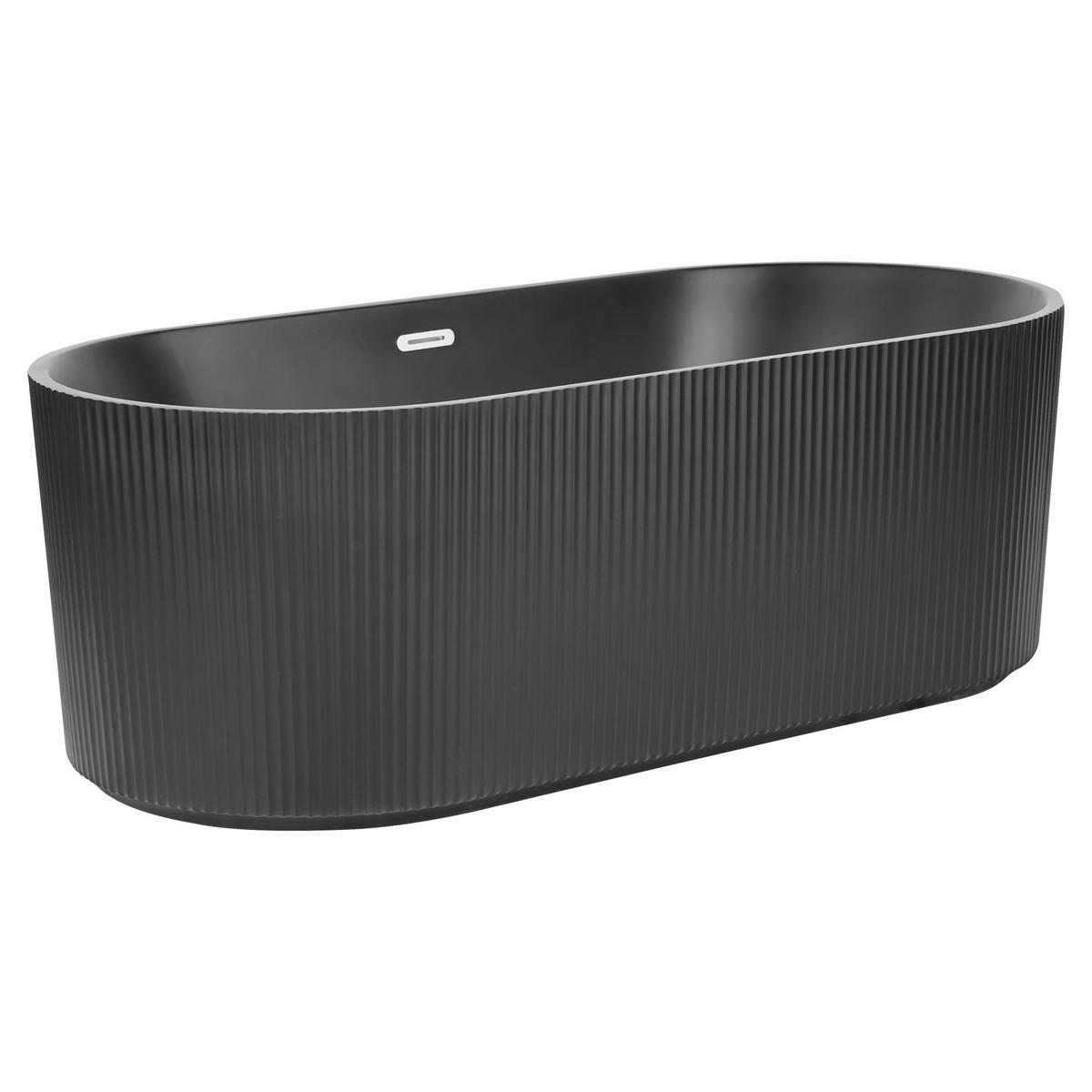 FREISTEHENDE BADEWANNE 81x169x59 cm schwarz Gocta - Schwarz, Kunststoff (81/59/169cm) - Beliani