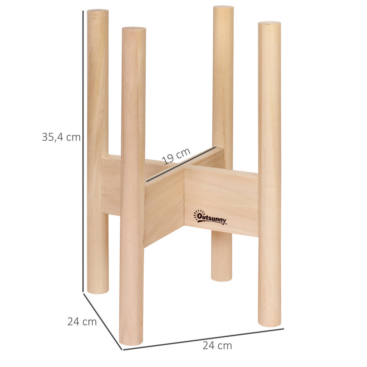BLUMENSTÄNDER, Tannenholz, Naturholz - Naturfarben, Holz (24/35.4/24cm) - Outsunny