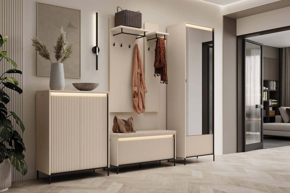 GARDEROBE TREND - Beige/Schwarz, Holzwerkstoff (245/210/40cm) - Meblini