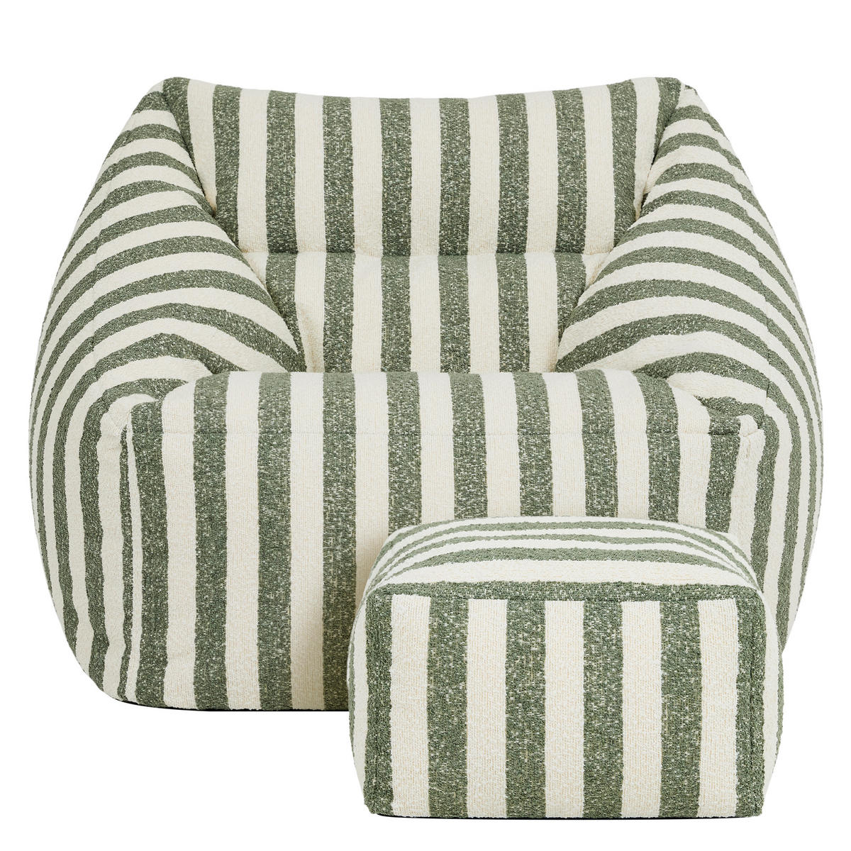 SITZSACK mit Hocker Natalia Bouclé - Grün, Textil (70/65/70cm) - icon
