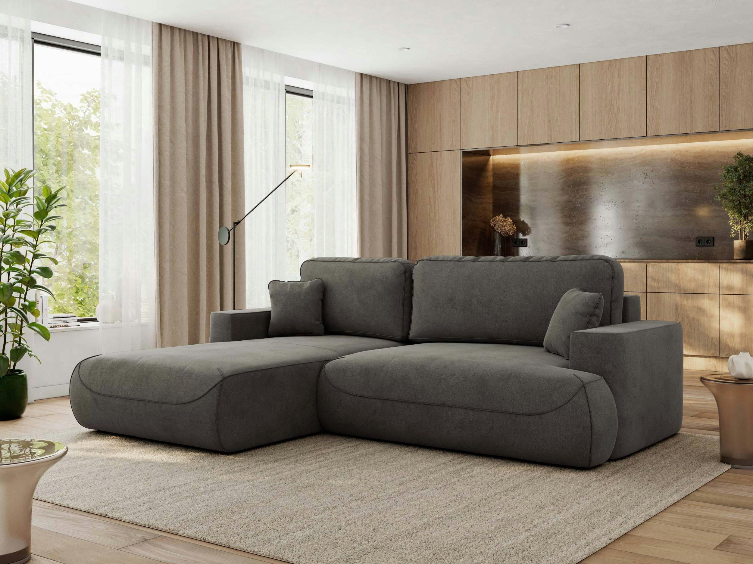 ECKSOFA OVO L Dunkelgrau Velvet - Links Seite - Dunkelgrau/Schwarz, Kunststoff/Textil (271/195cm) - MKS