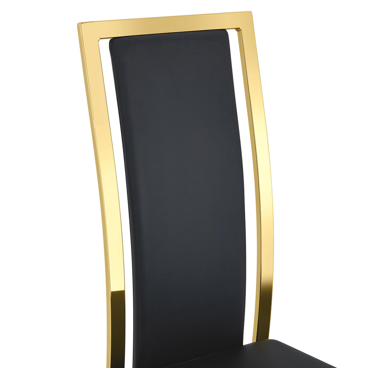 ESSZIMMERSTUHL 2er-Set 109 cm Metall PU-Leder Schwarz Gold - Schwarz, Metall (42.7/109/44cm) - Meubliv