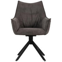 ESSZIMMERSTUHL Ginosa grau drehbar - Hellgrau/Schwarz, Textil/Metall (62/90/66cm) - Mr. Deko