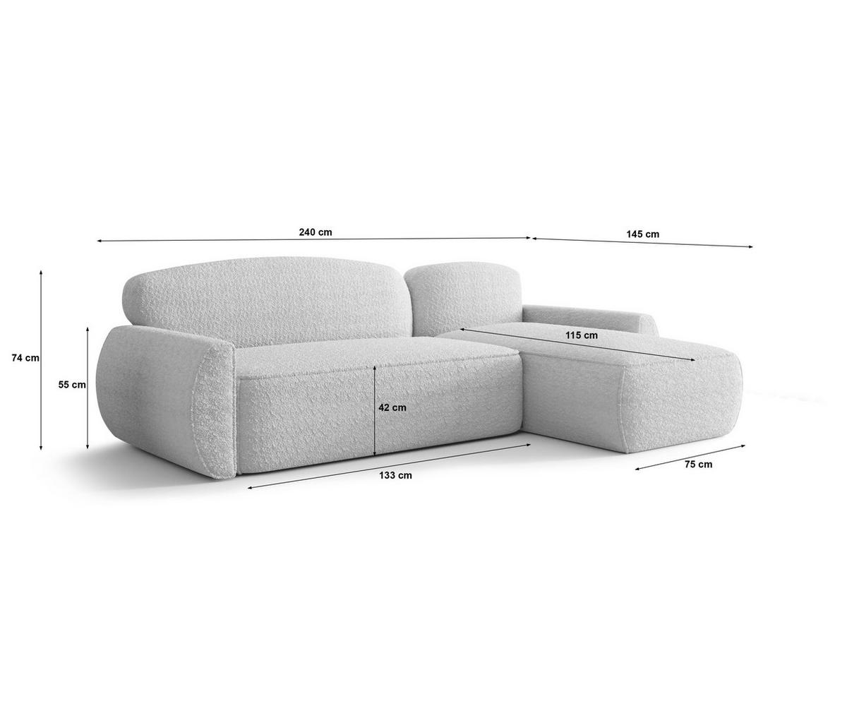 ECKSOFA mit Schlaffunktion LUCAS Quelle 37 Rechts - Dunkelgrün, Textil (240/145cm) - Bedante