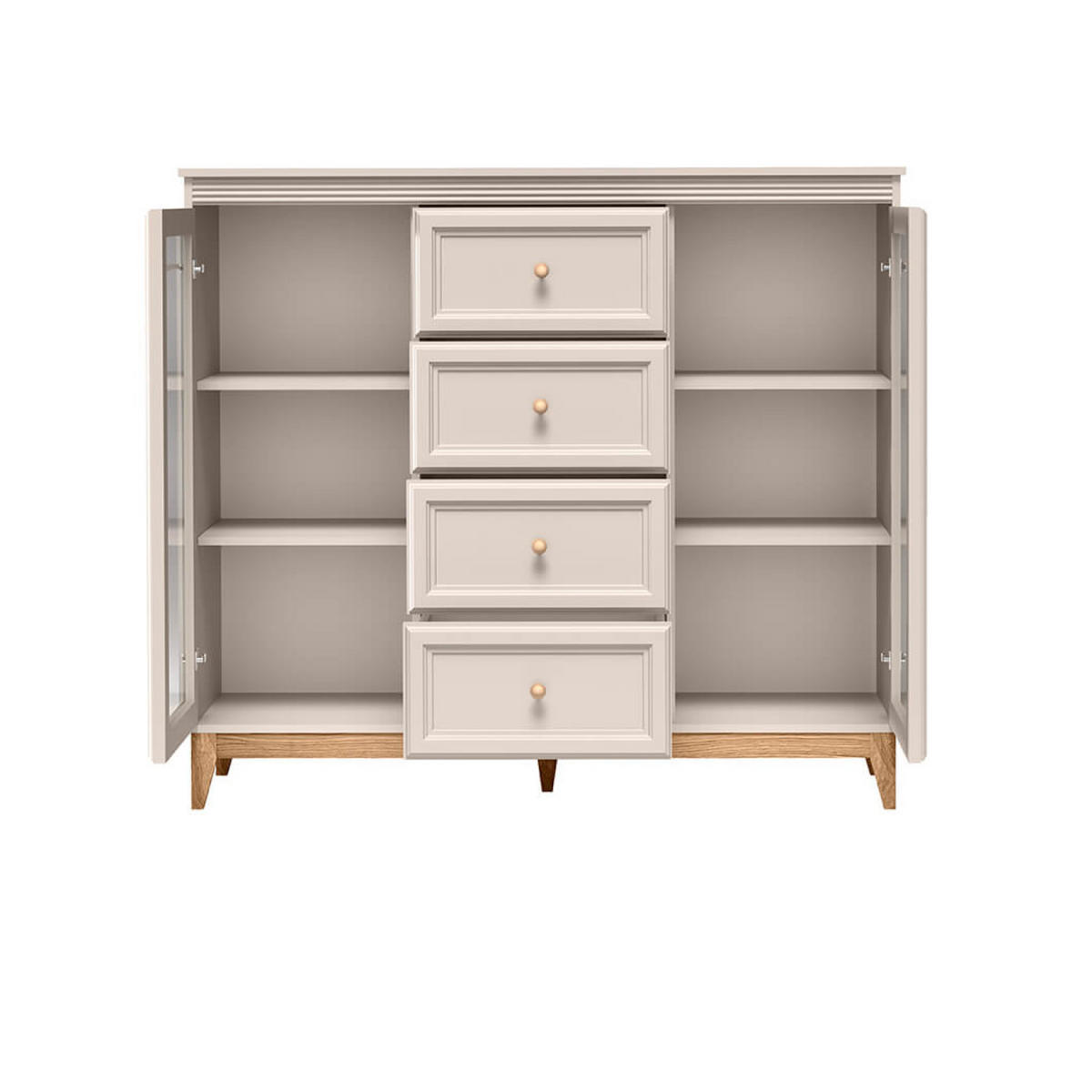 VITRINE Windsor W-7 141,5 x 125,5 x 40,5 cm Kaschmir - Kaschmir/Eichefarben, Eichenholz/Holzwerkstoff (141.5/125.5/40.5cm) - Koseto