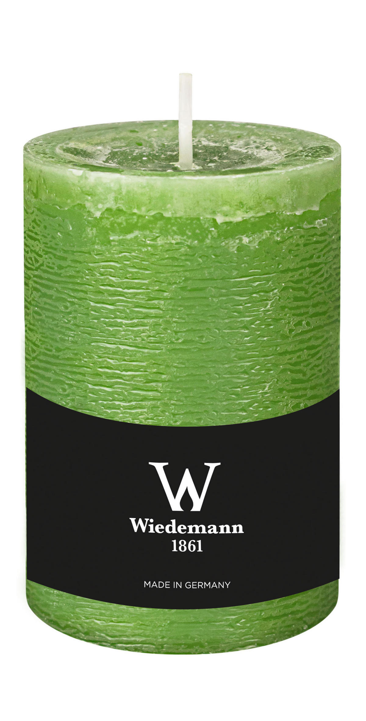 STUMPENKERZE Rustik Marble Style Apfelgrün 130 x Ø 78 mm, 1 Stück - Apfelbaumfarben, Paraffin (13cm) - Wiedemann Kerzen