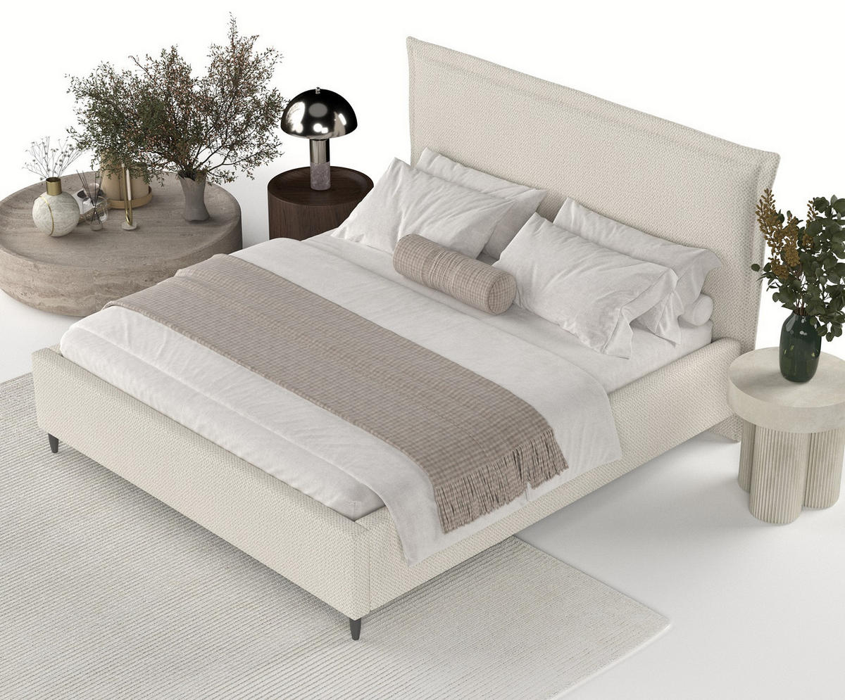 POLSTERBETT Cape Cod Beige 140/200 cm im Chenille-Stoff - Beige/Schwarz, Holz/Holzwerkstoff (140/200cm) - Maison de Reve
