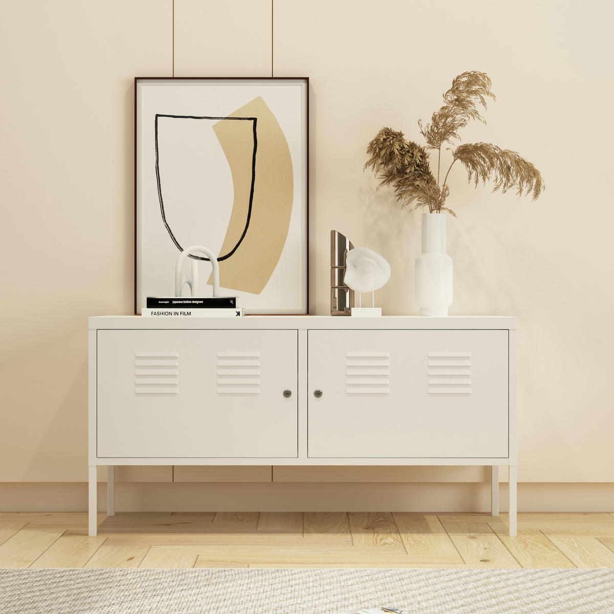 SIDEBOARD Pyhtää - Weiß, Metall (40/60/118cm) - [en.casa]