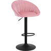 BARHOCKER mit Rückenlehne, Samt, Rosa - Schwarz/Rosa, Textil/Metall (53/83/45cm) - Woltu