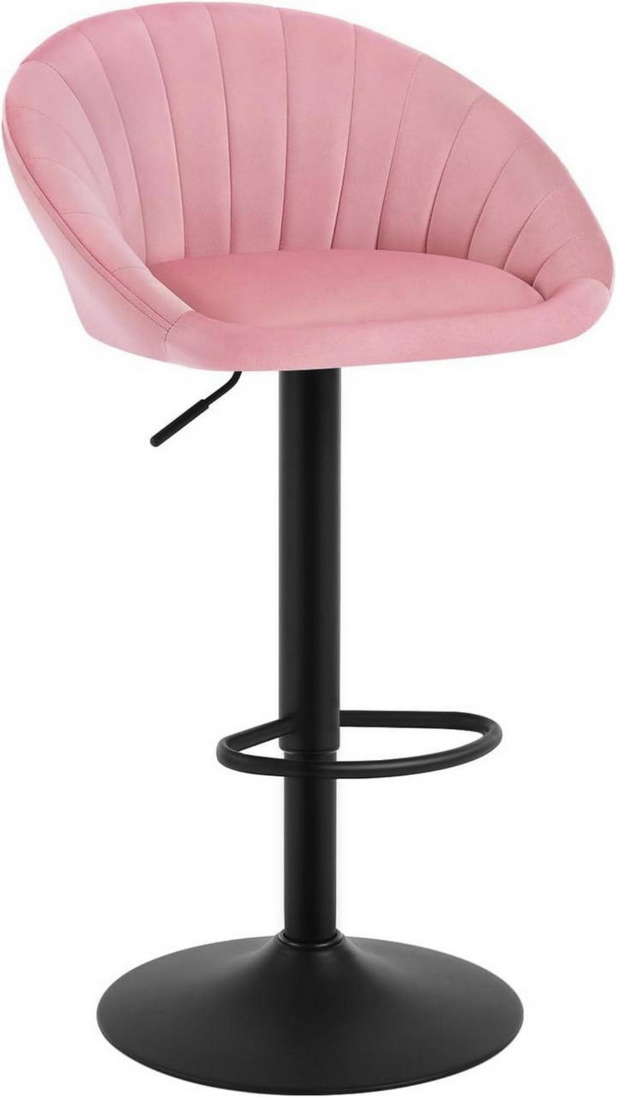 BARHOCKER mit Rückenlehne, Samt, Rosa - Schwarz/Rosa, Textil/Metall (53/83/45cm) - Woltu