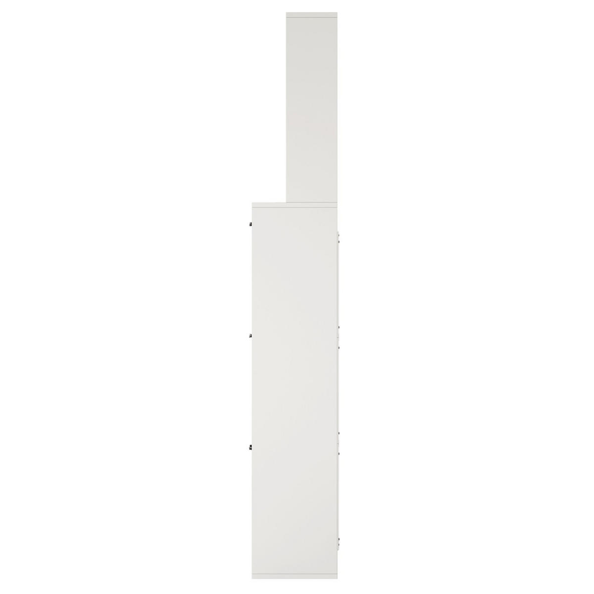 SCHUHSCHRANK 70/25/165 cm aus Spanplatte mit 8 Haken und 3 Schuhregalen für 10-15 Paar Schuhe, Weiß und Schwarz - Weiß, Holzwerkstoff (70/163/25cm) - Redom