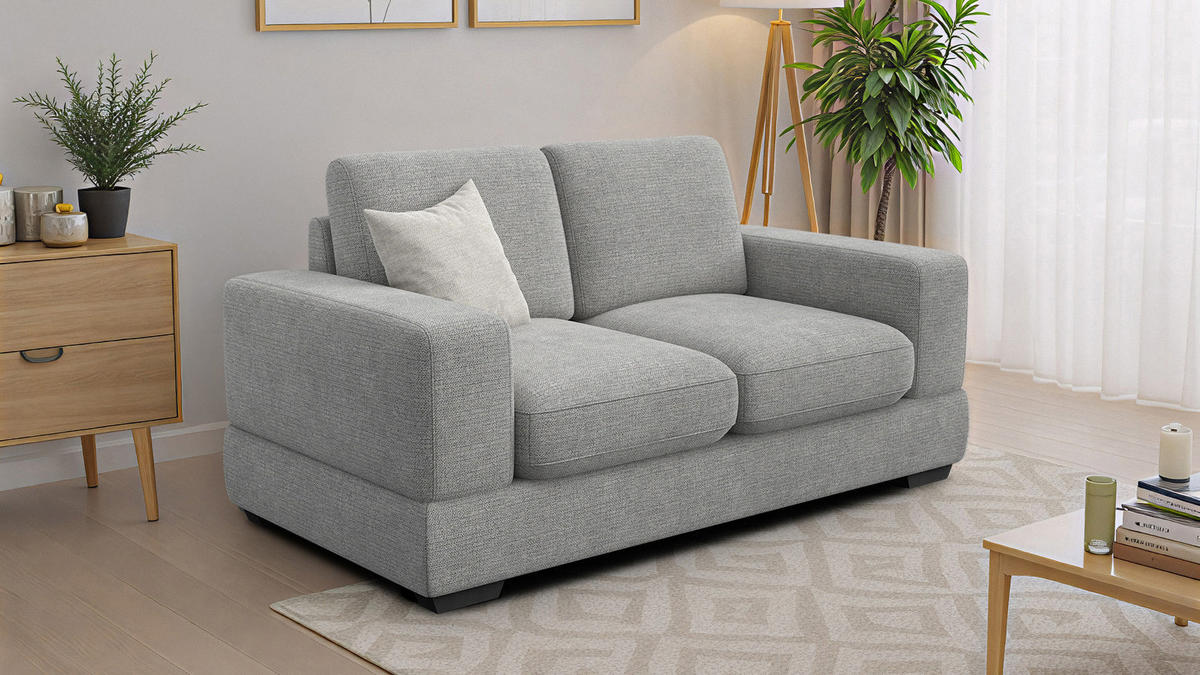 SOFA OTTO 2-Sitzer, grau - Schwarz/Grau, Holz/Textil (171/89/98cm) - Courtois Laville