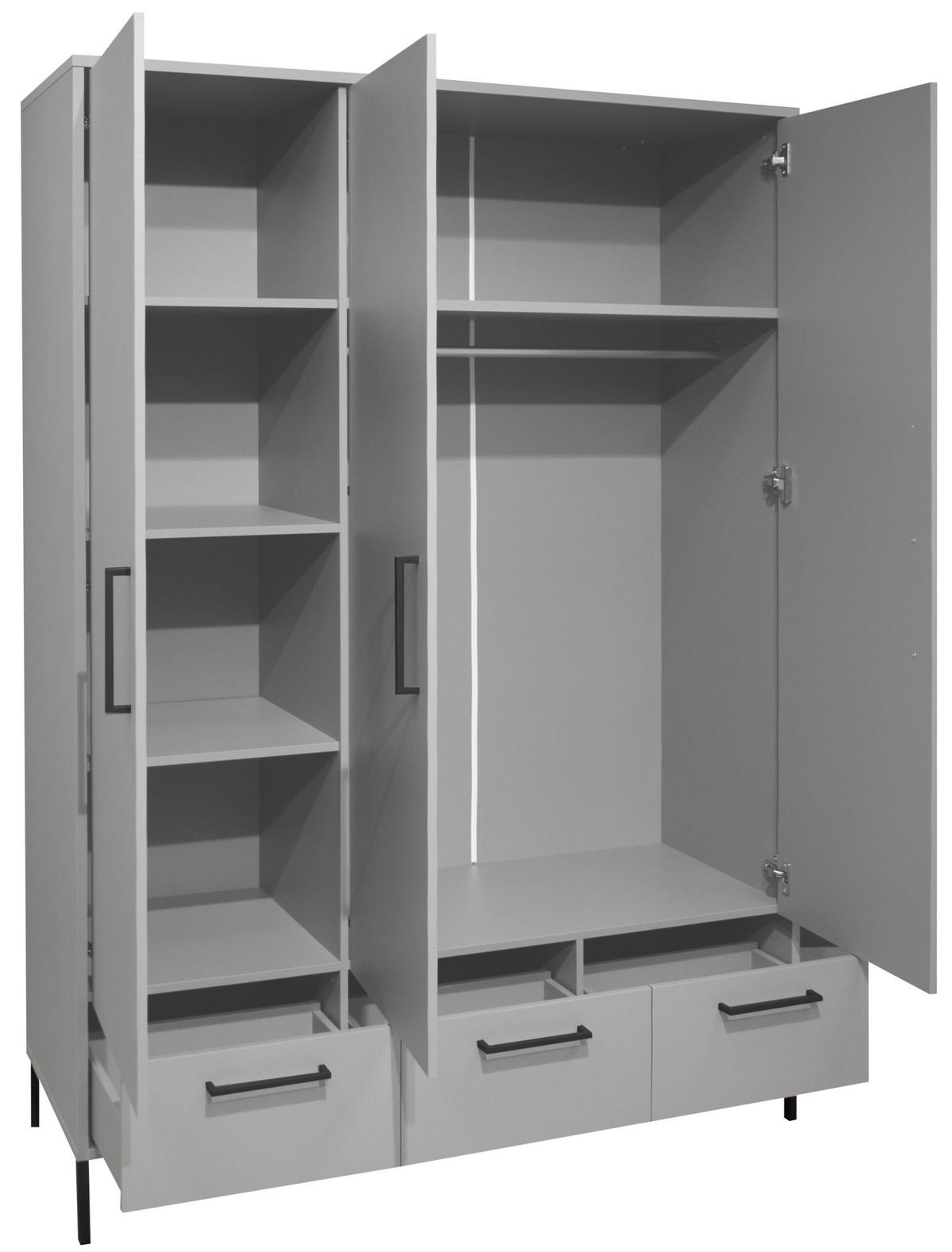 BABYZIMMER Olaf in Kreidegrau matt Lack und Anthrazit 8 teilig inklusive Matratze - Grau, Holzwerkstoff (120/200/80cm)