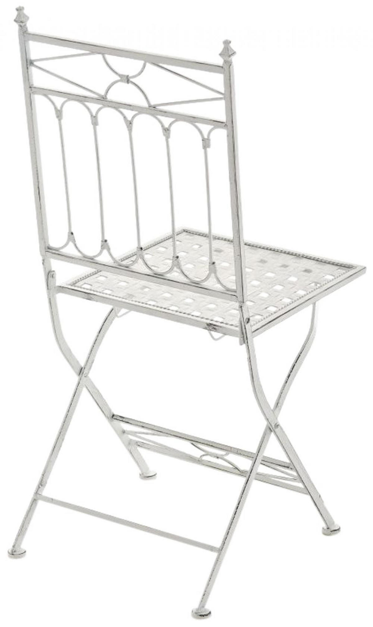 GARTENKLAPPSTUHL 2er Set Metall antik weiß - Weiß, Metall (42/94/40cm) - CLP