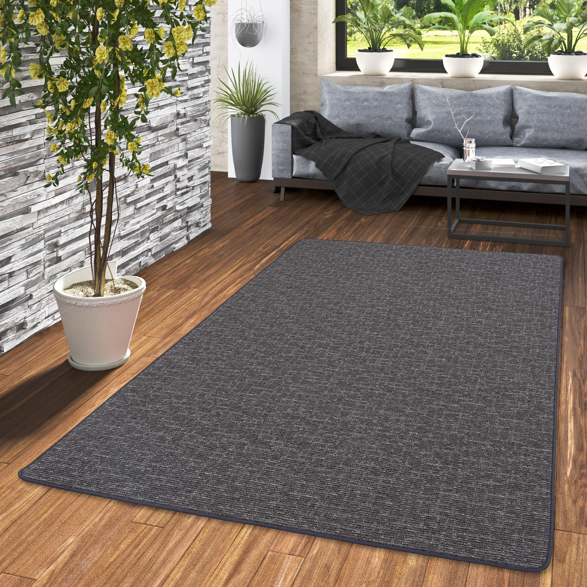 SCHLINGEN DESIGNER TEPPICH NIVA - Anthrazit, Textil (200/250cm) - Snapstyle