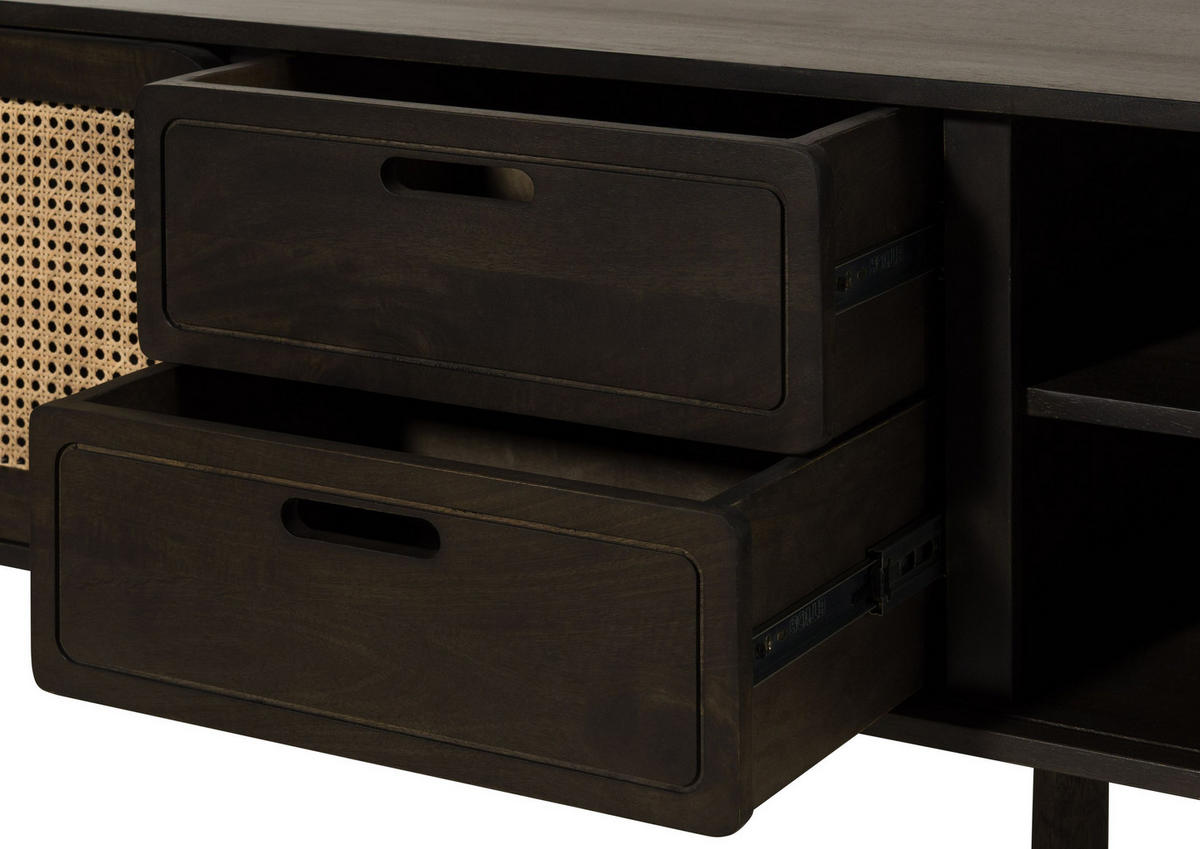 TV-BOARD Mango 240x40x50 dunkelgrau lackiert VALENCIA #225 - Grau, Holz (240/50/40cm) - Massivmoebel24