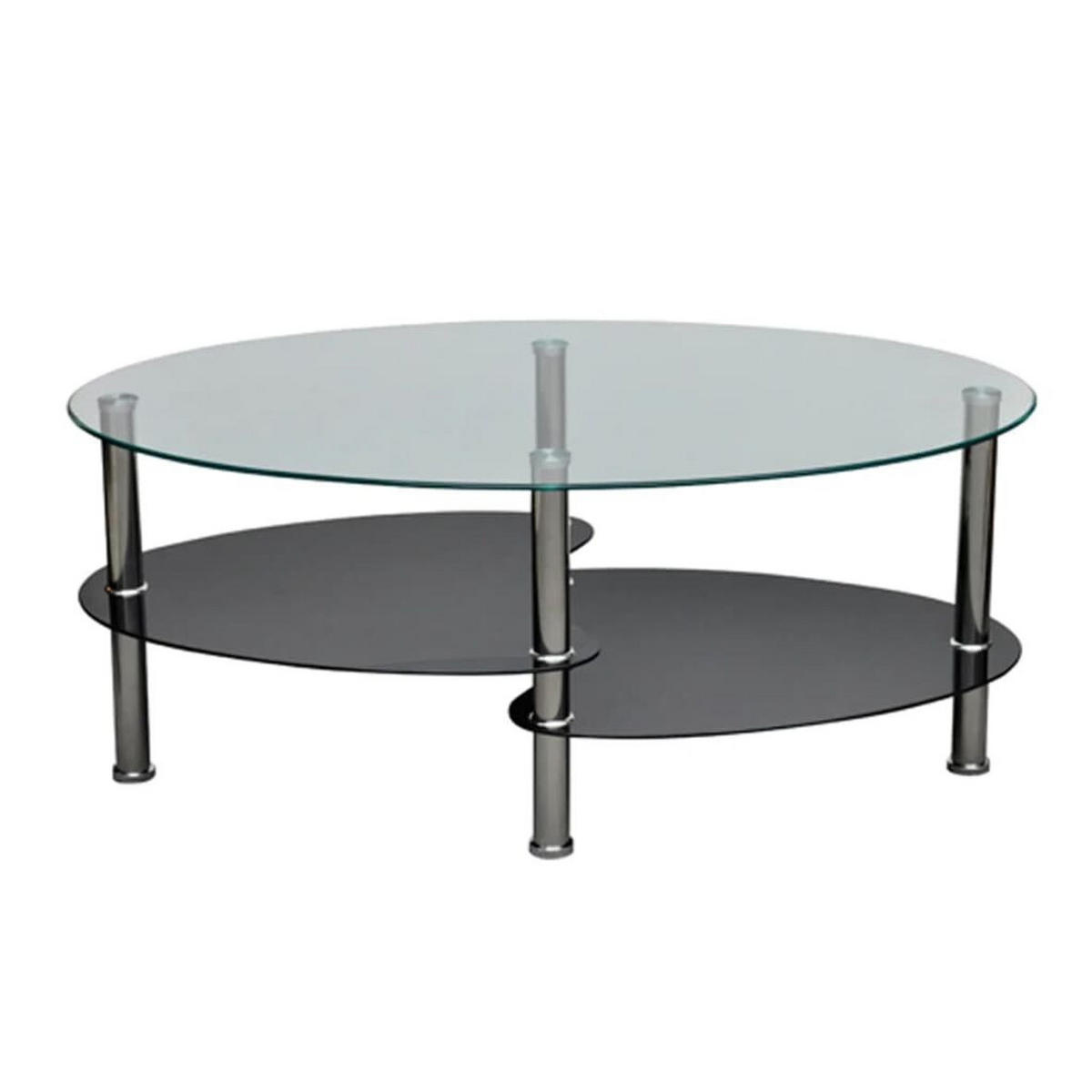 COUCHTISCH 90/45/43 cm aus Hartglas, Metall Schwarz 3-Etagen-Design - Schwarz, Glas (45/90/43cm) - vidaXL