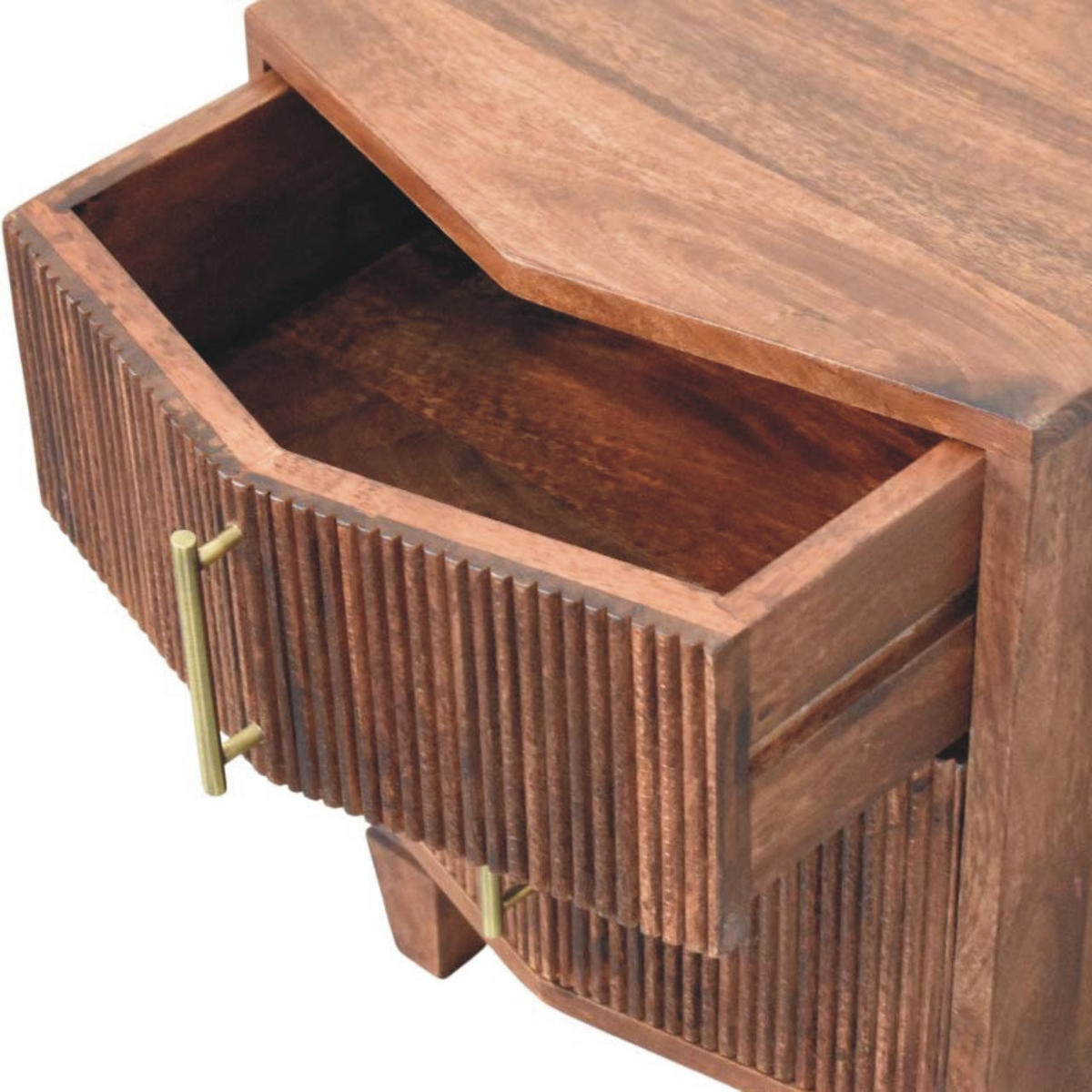 NACHTTISCH mit Amber-Eichen-Finish, 2 Schubladen, T-Bar-Griffe, geröstetes Braun - Braun, Holz (42/55/40cm) - Artisan Furniture