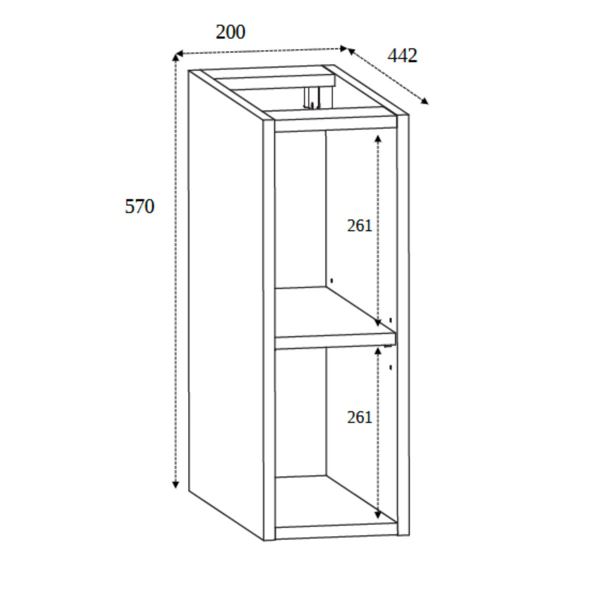BADEZIMMERREGAL, weiß, 20 x 60,7 x 44,4 cm - Weiß, Holzwerkstoff (20/61/45cm) - 3XE LIVING