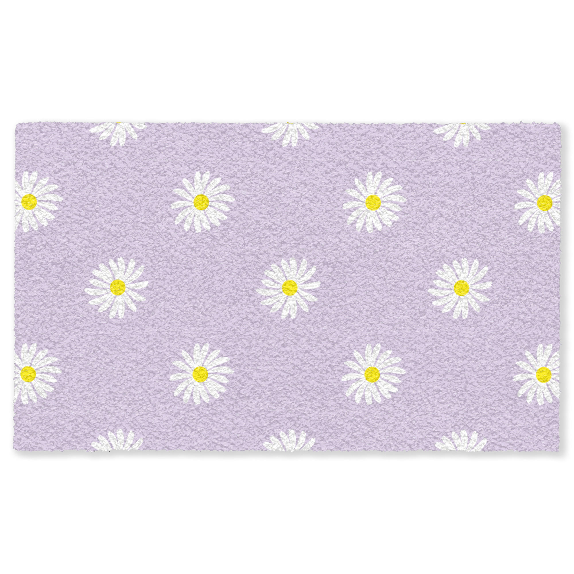 FUSSMATTE Gänseblümchen - Pastell - Weiß - Lila - Blumen Sauberlaufmatte 150x90 cm - Flieder, Kunststoff (150/90cm) - MuchoWow