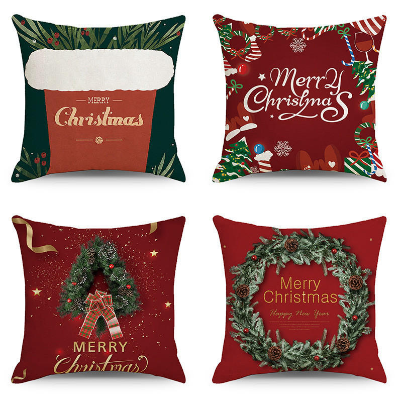 KISSENBEZUG – Weihnachtskissenbezug (Kissenfüllung nicht enthalten) – 45 x 45 cm – Multicolor(vier Stück) - Multicolor, Textil (45/45cm)
