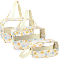 KULTURTASCHEN Set 3-teilig Transparent Bedruckt-Gelb - Multicolor, Kunststoff (21/10/30cm)