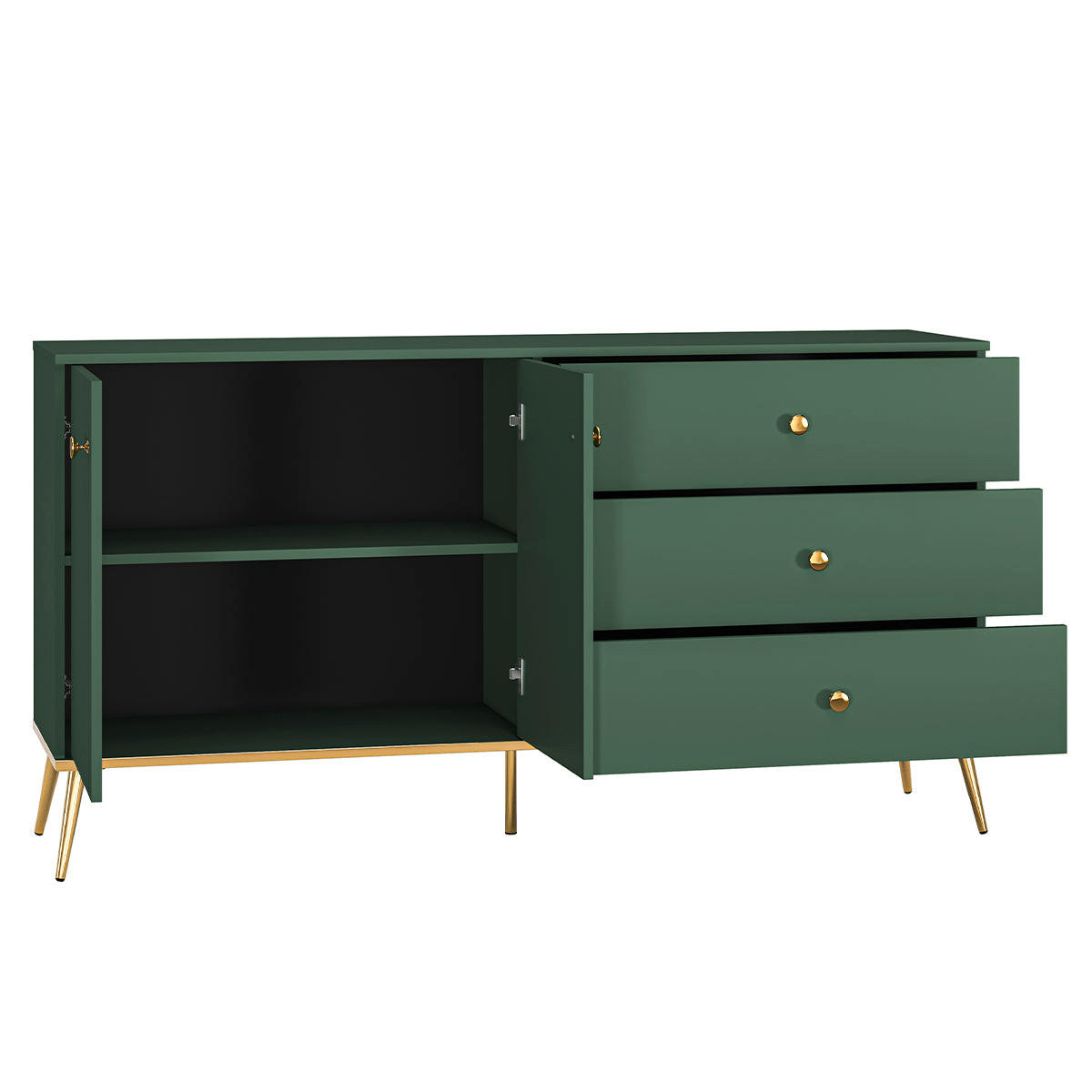 SIDEBOARD Thalia Zelená - zelená barva, kompozitní dřevo (160/85/40cm) - Petits-meubles
